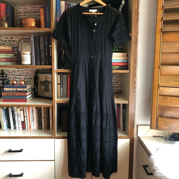 LoveShackFancy // Edie Black Midi Dress - Picture 2 of 15